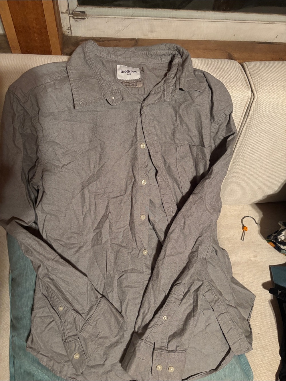 Goodfellow & Co Light Gray Long Sleeve Button-Up Shirt XL